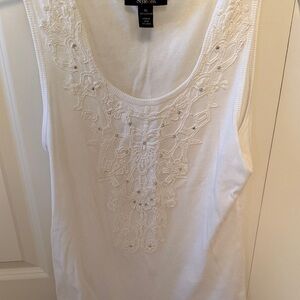 Style & Co. White Tank Top with Lace Detail